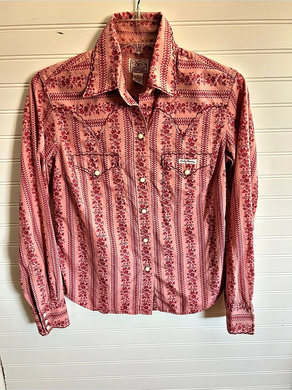 3 for $25 Lucky Brand Dungarees America Floral Button Down Shirt Pink & Red Size